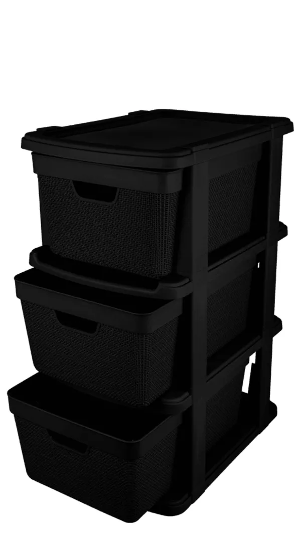 Gaveteiro de Chao Juta 3 Gavetas 15 l Preto