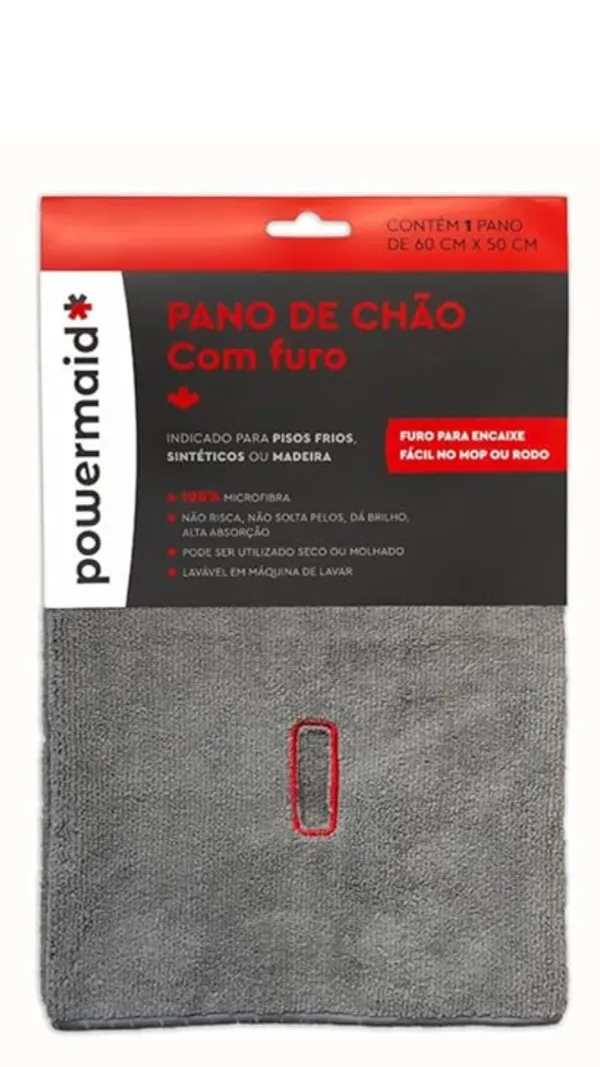 Pano Microfibra c/Furo 60x50 Cinza
